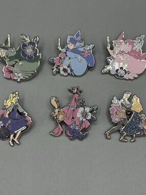 Loungefly Disney Sleeping Beauty Floral Blind Pin Set FULL SET OF 6 W/ CHASE New